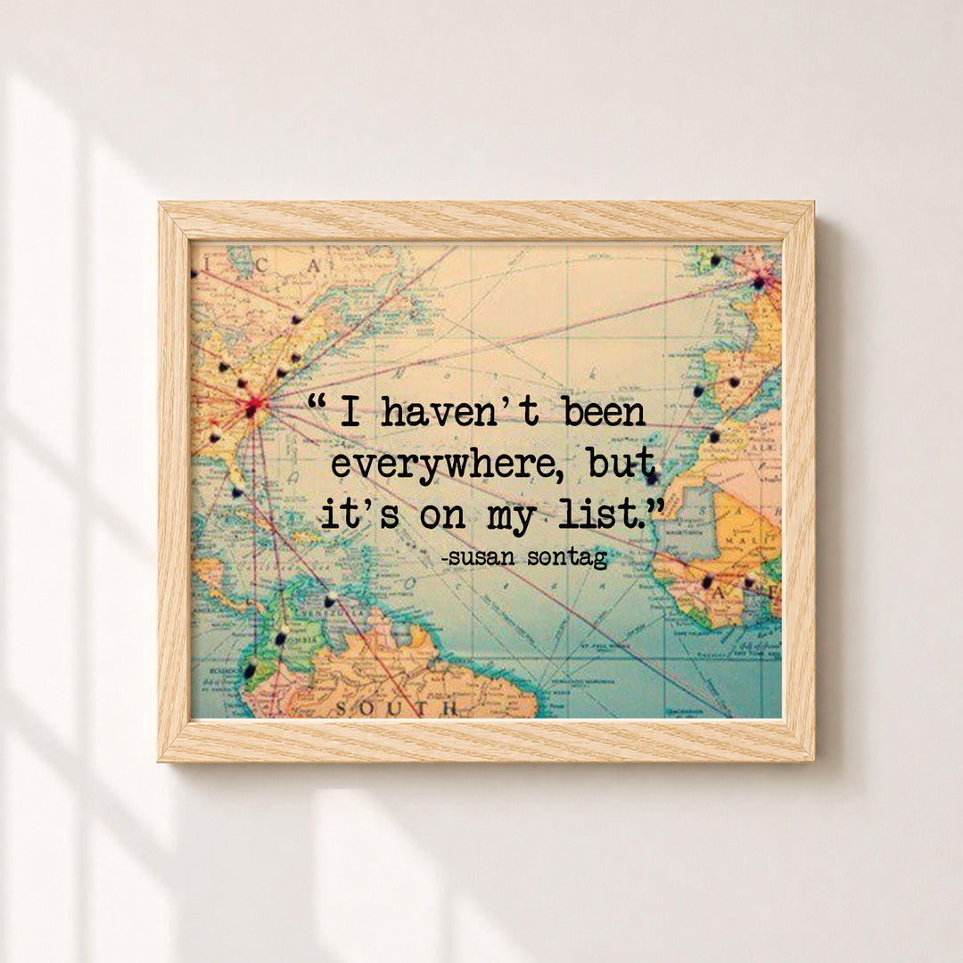 World Map Wall Art Print with Susan Sontag Family Inspirational Wall Art