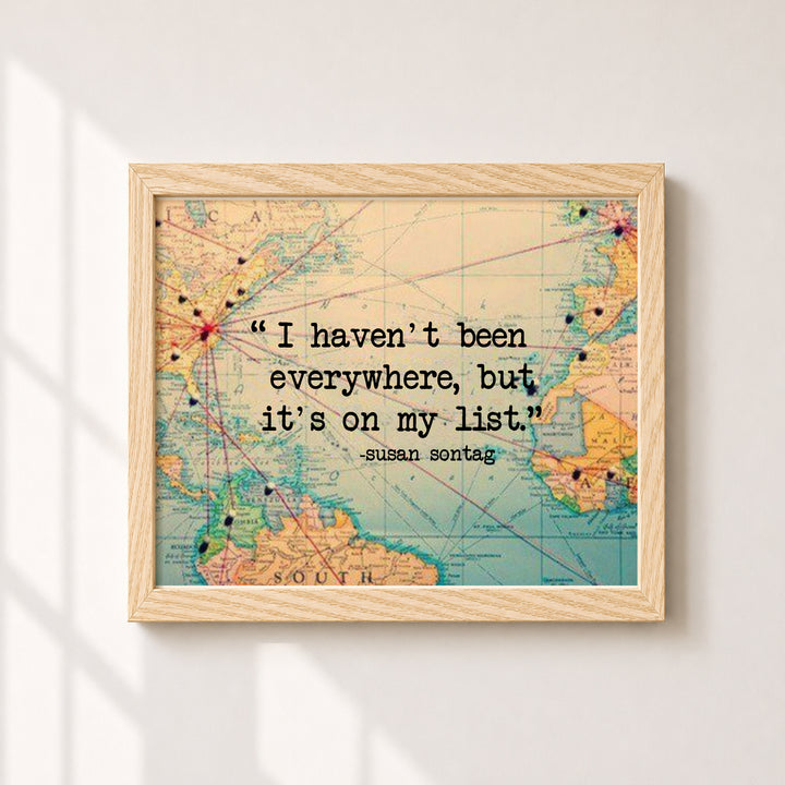 World Map Wall Art Print with Susan Sontag Family Inspirational Wall Art