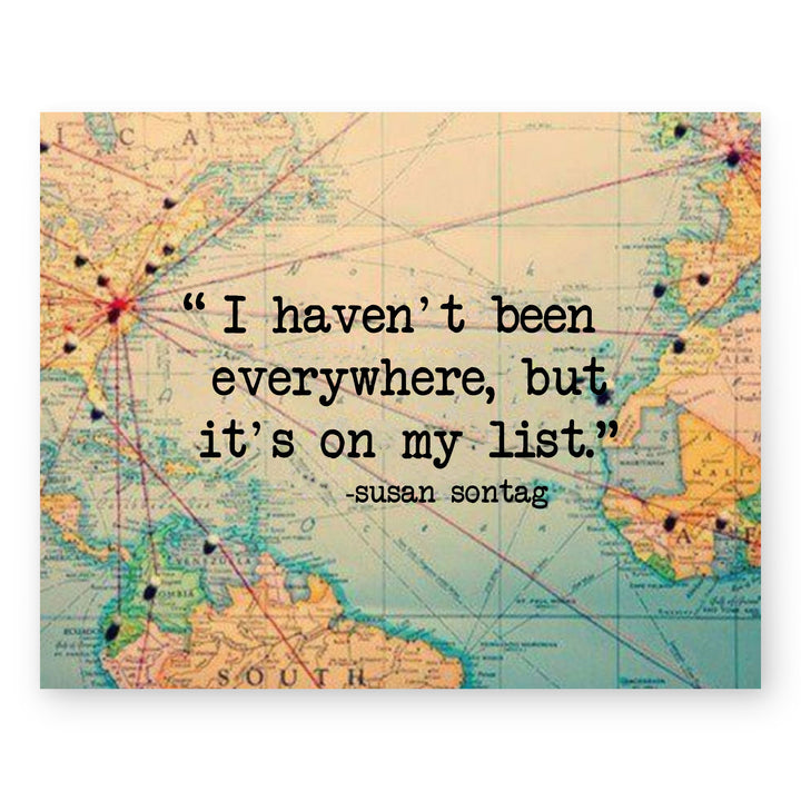 World Map Wall Art Print with Susan Sontag Family Inspirational Wall Art