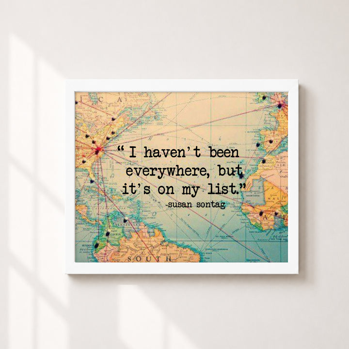 World Map Wall Art Print with Susan Sontag Family Inspirational Wall Art