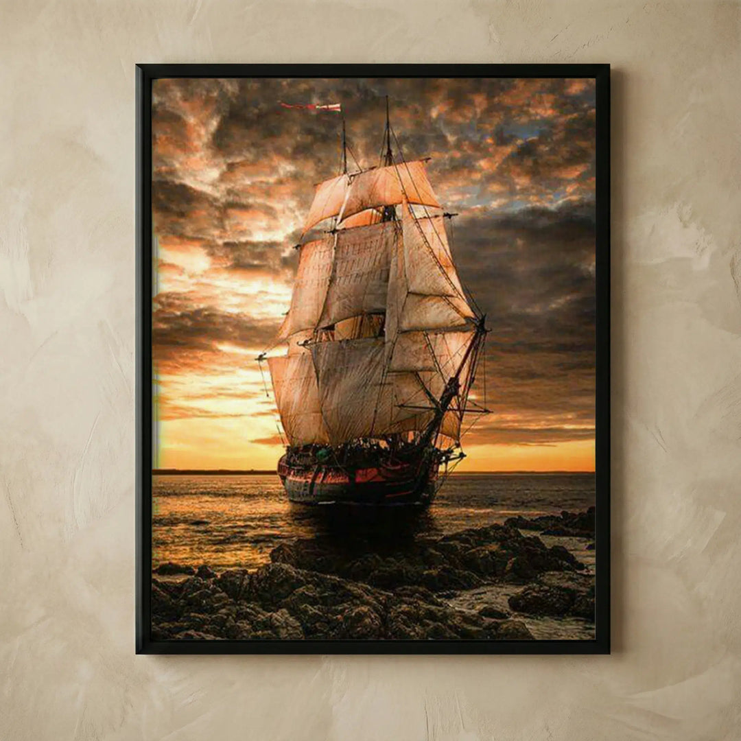 Blackbeards Pearl pirate ship wall art print