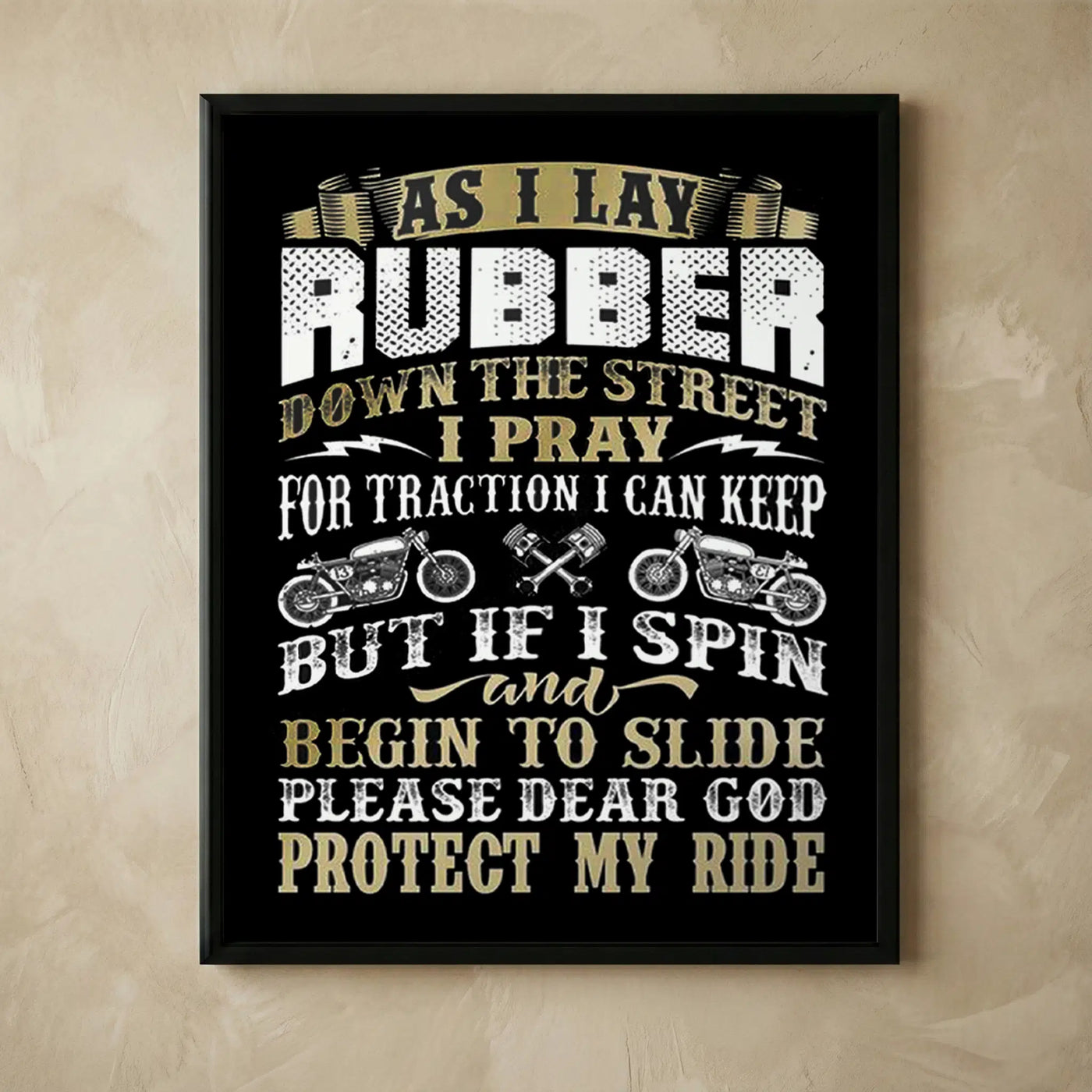 Funny garage wall decor motorcycle print