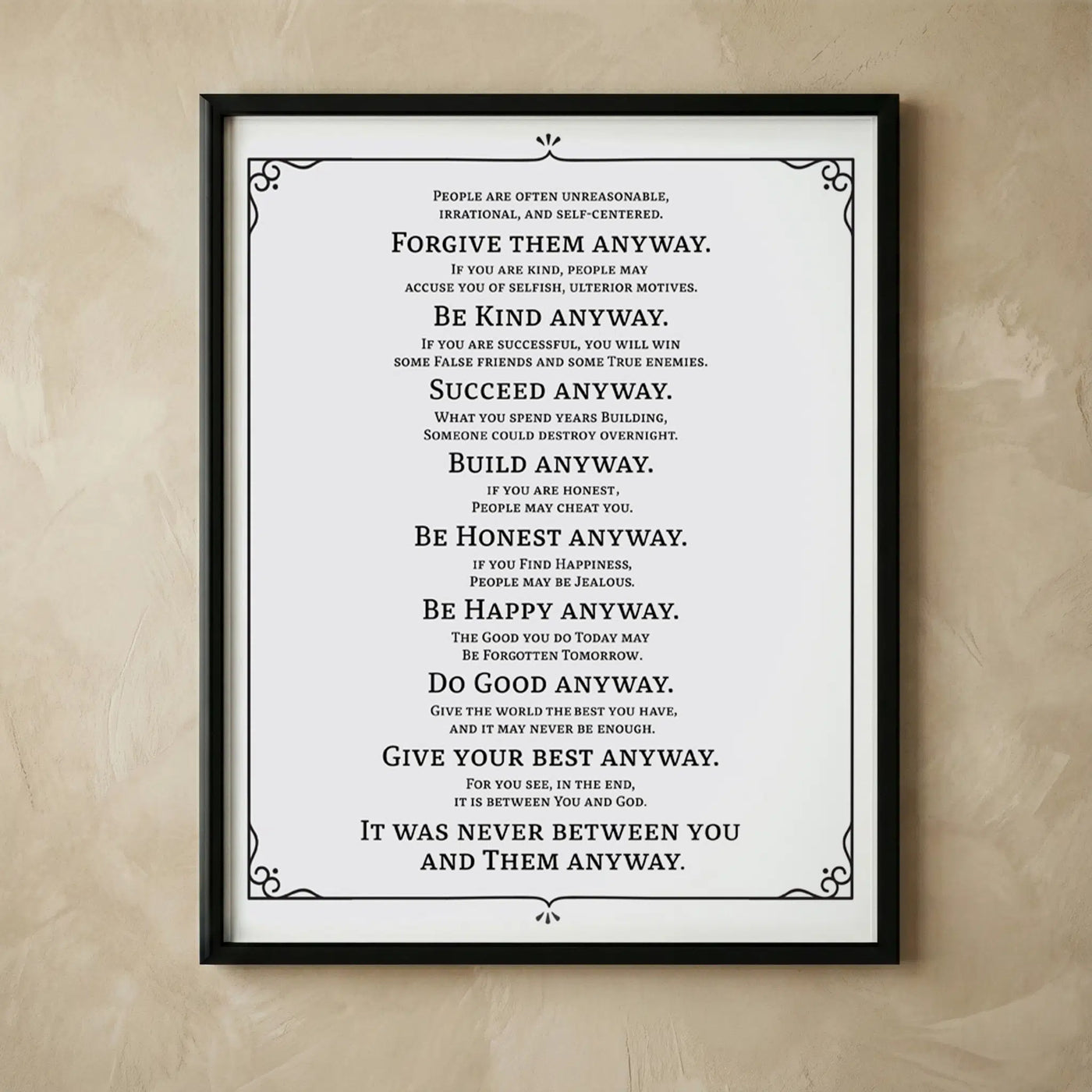 Mother Teresa inspirational quote wall art print