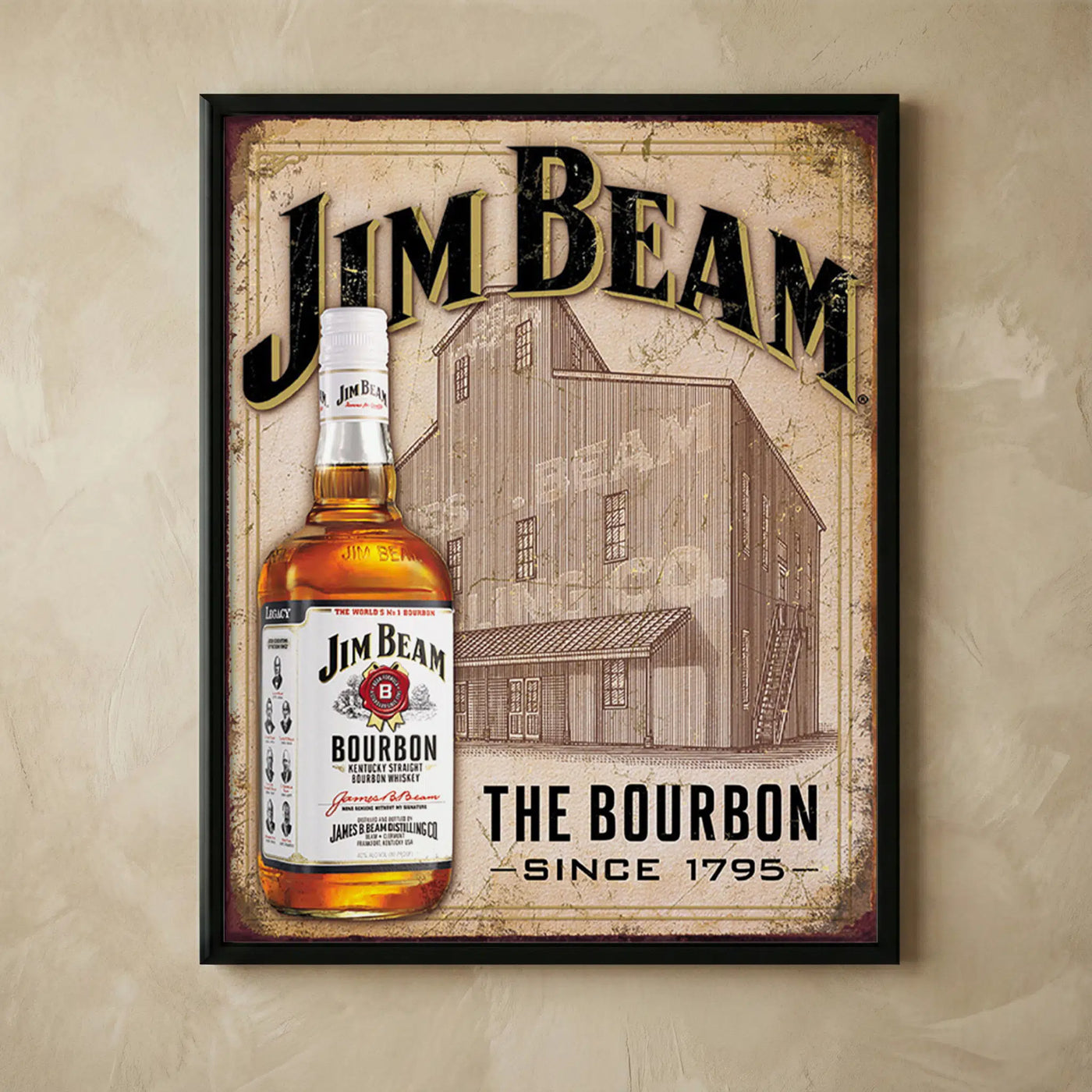 Jim Beam bourbon whiskey bar wall art