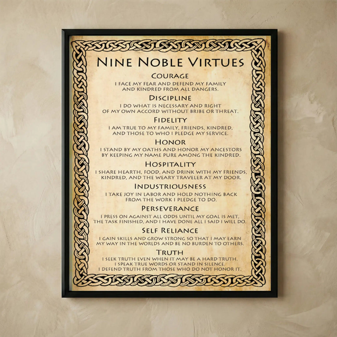 9 Noble Virtues Inspirational Wall Art Print