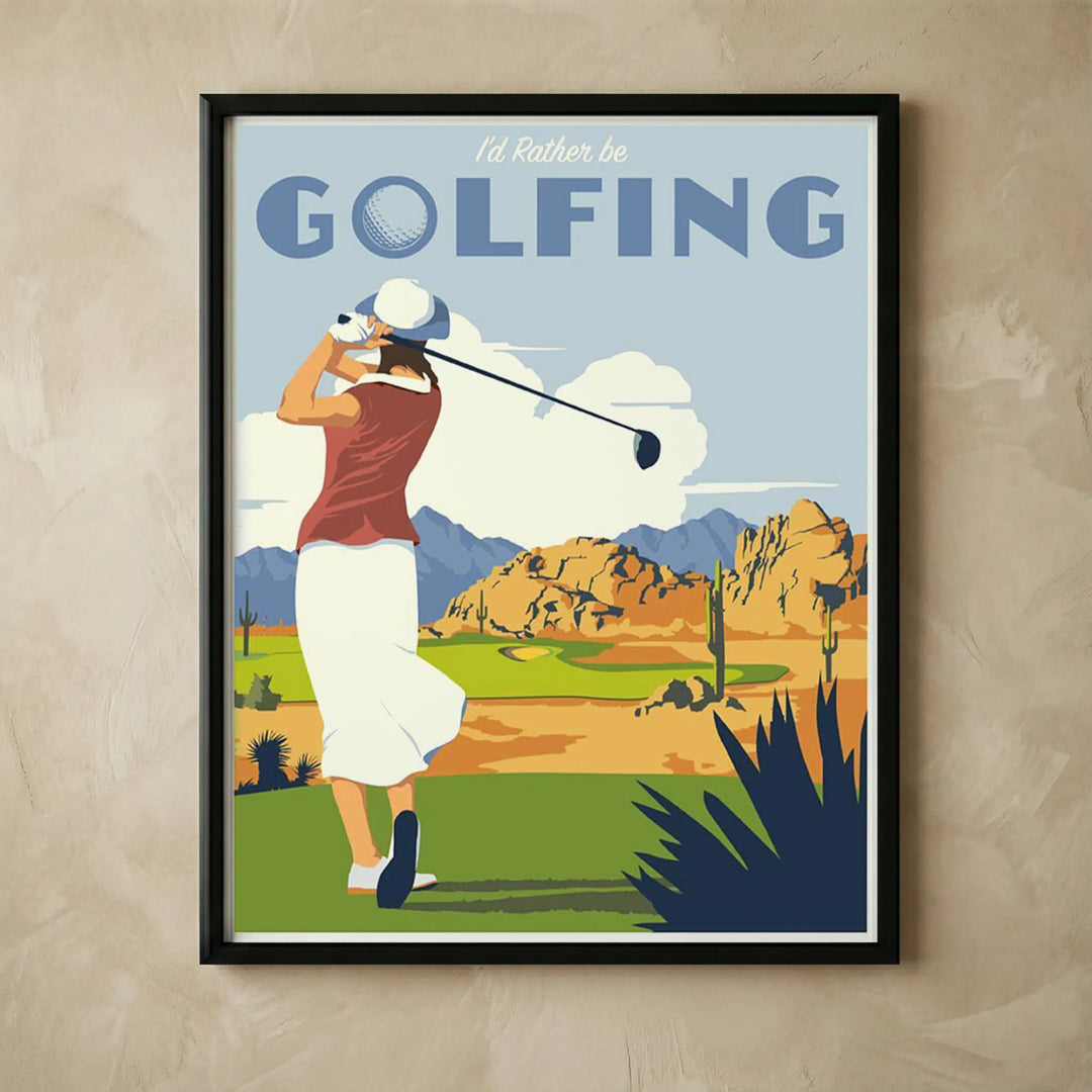 Vintage I'd Rather Be Golfing retro print