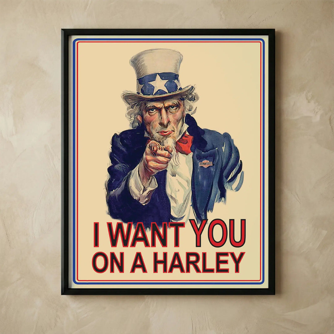 Uncle Sam funny Harley biker wall art print