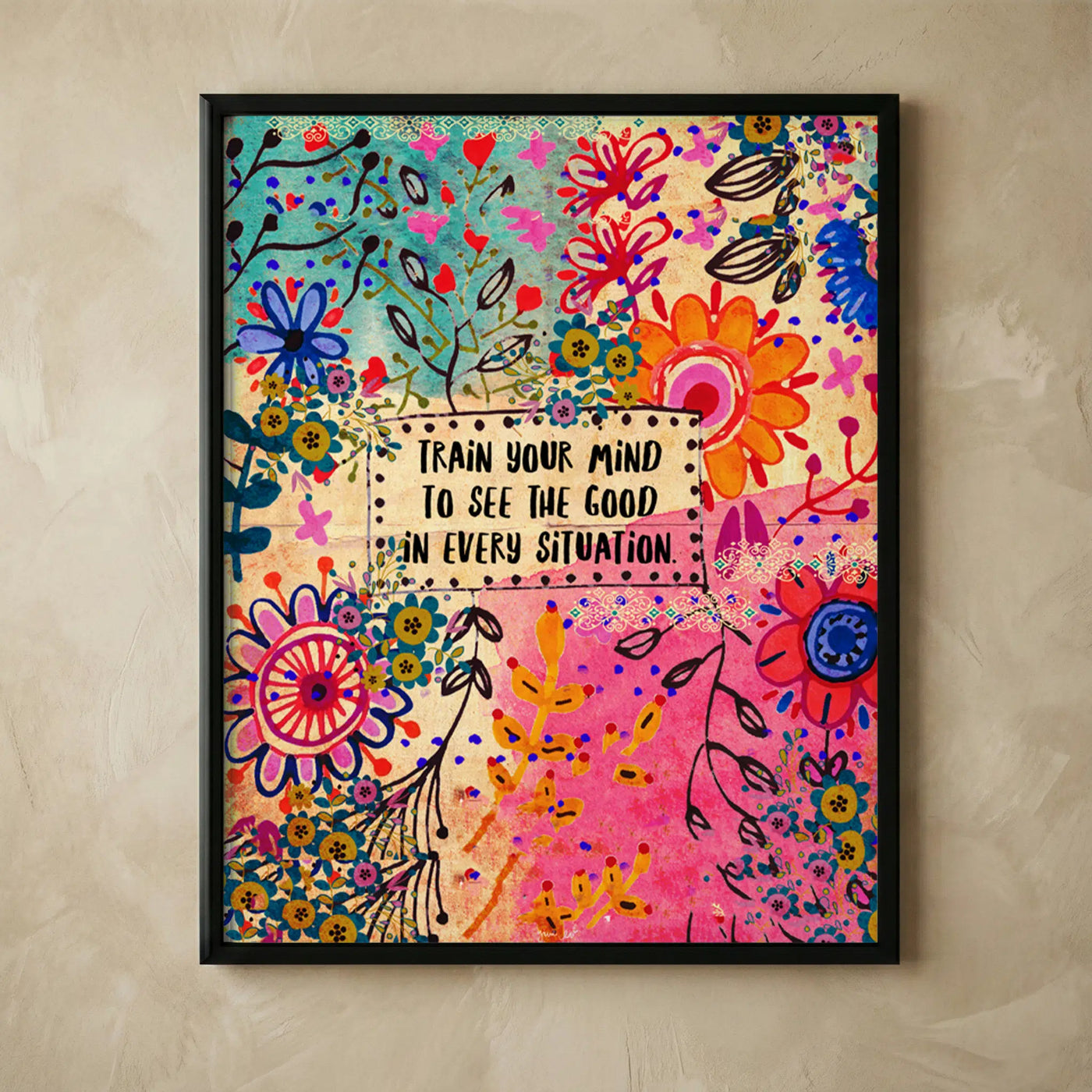 Inspirational floral hippie wall art print