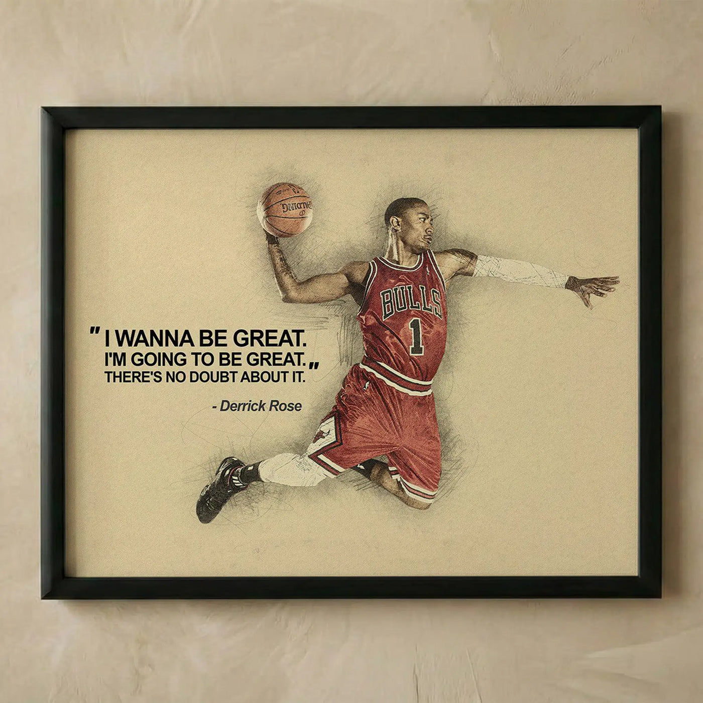 Derrick Rose motivational basketball quote poster