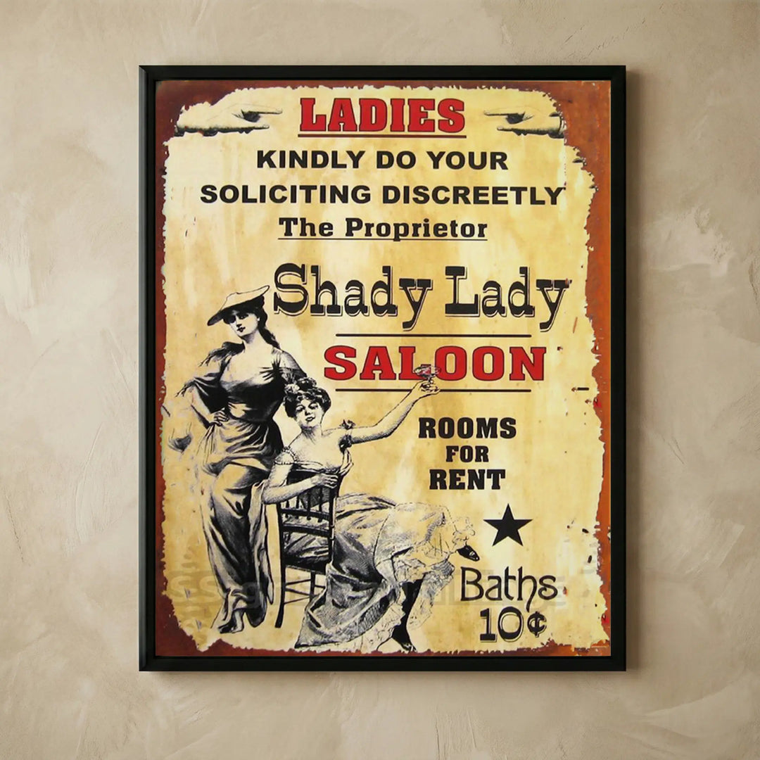 Shady Lady Saloon vintage distressed wall art print