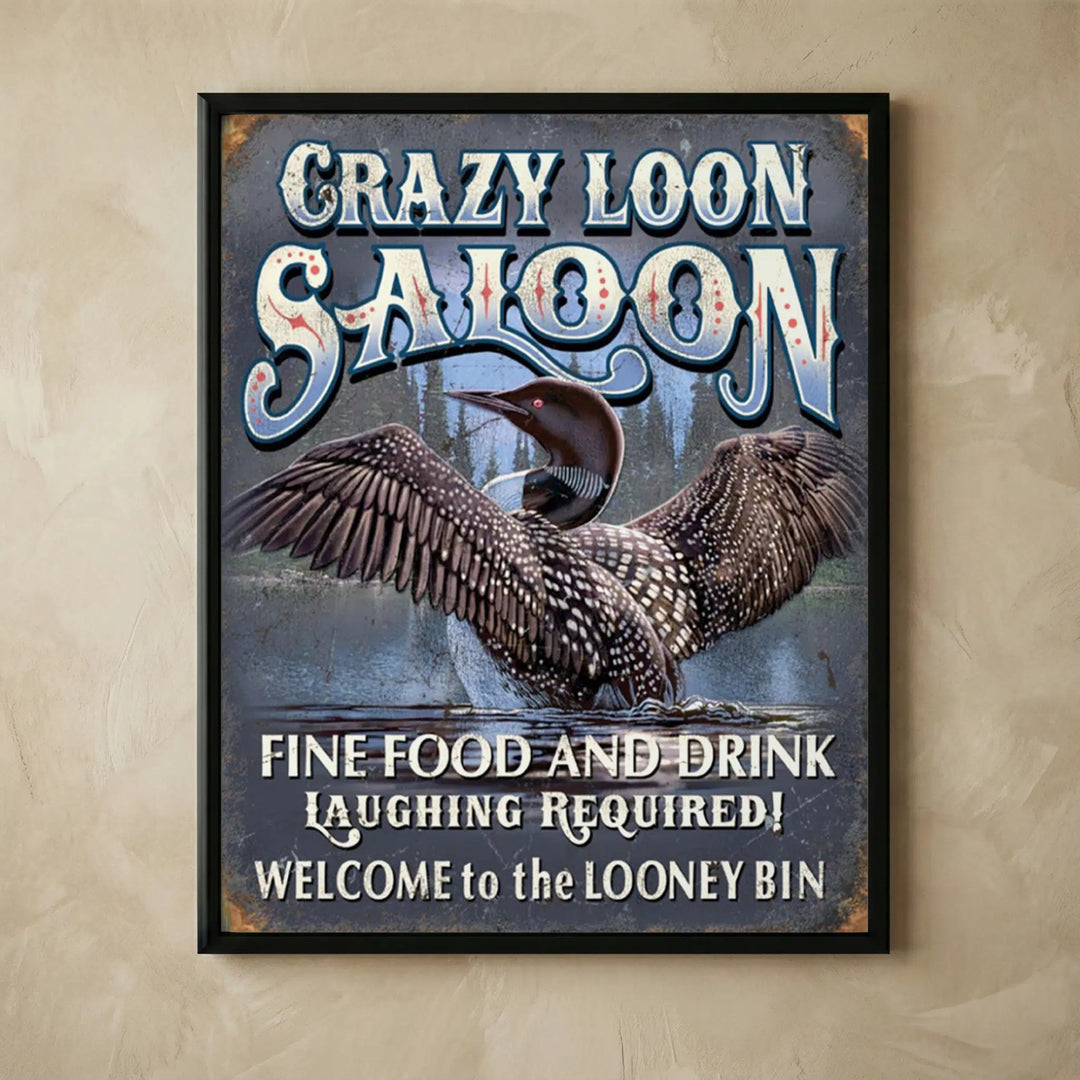 Crazy Loon Saloon vintage nature bar wall art
