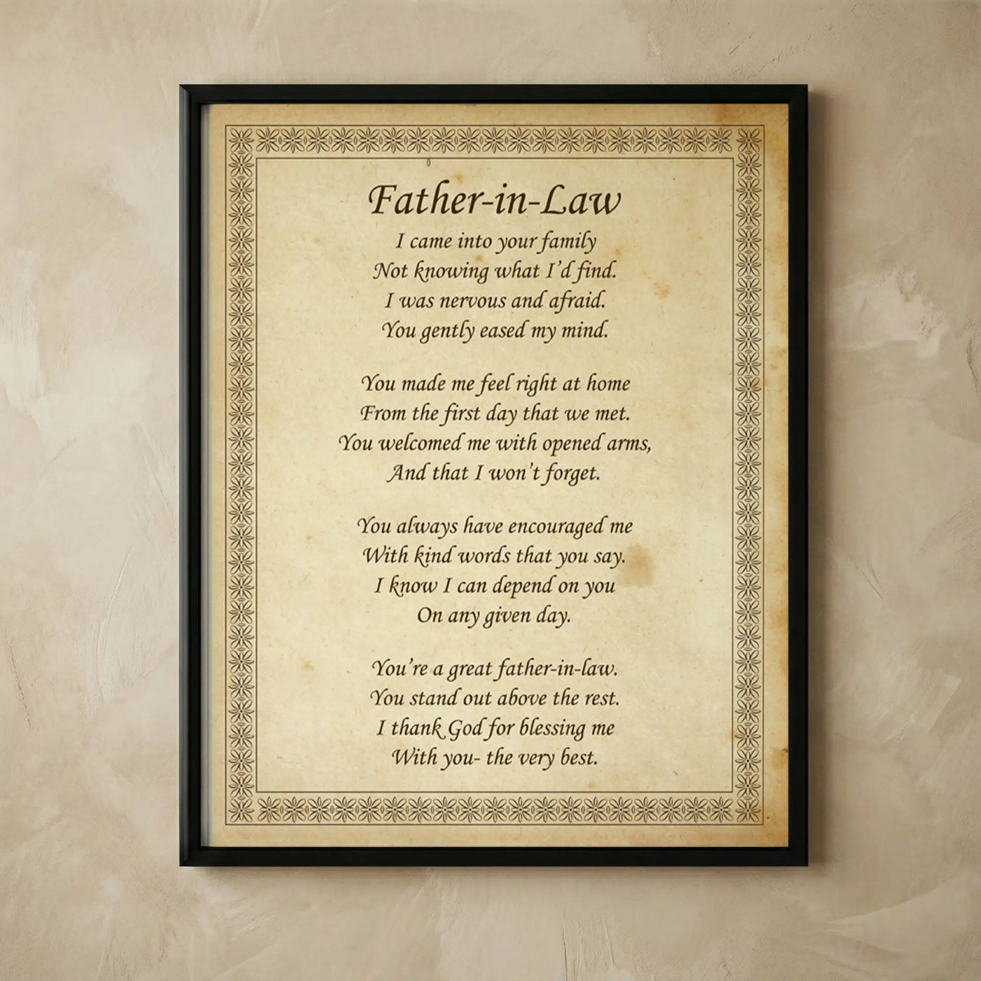 Father In Law vintage parchment wall art print