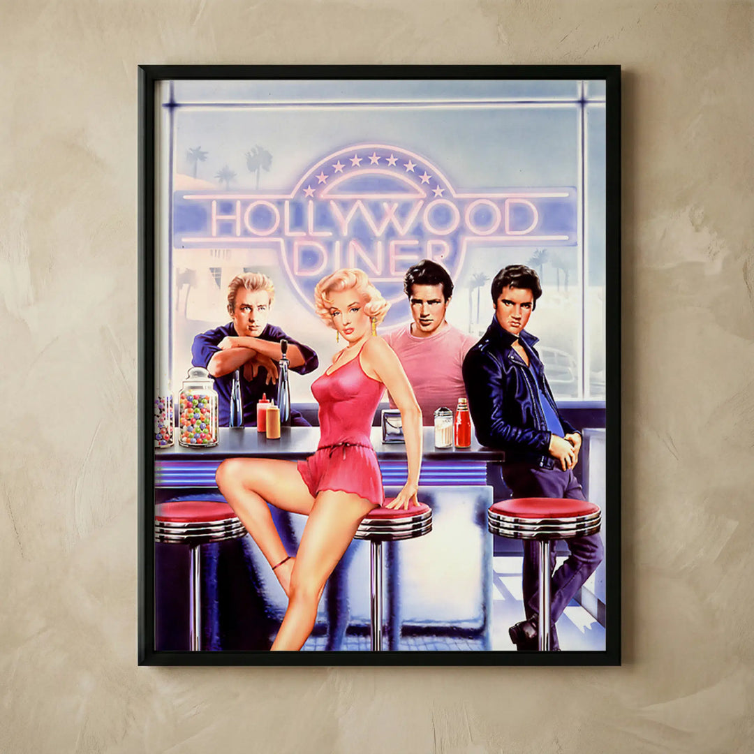 Hollywood Diner vintage wall art print