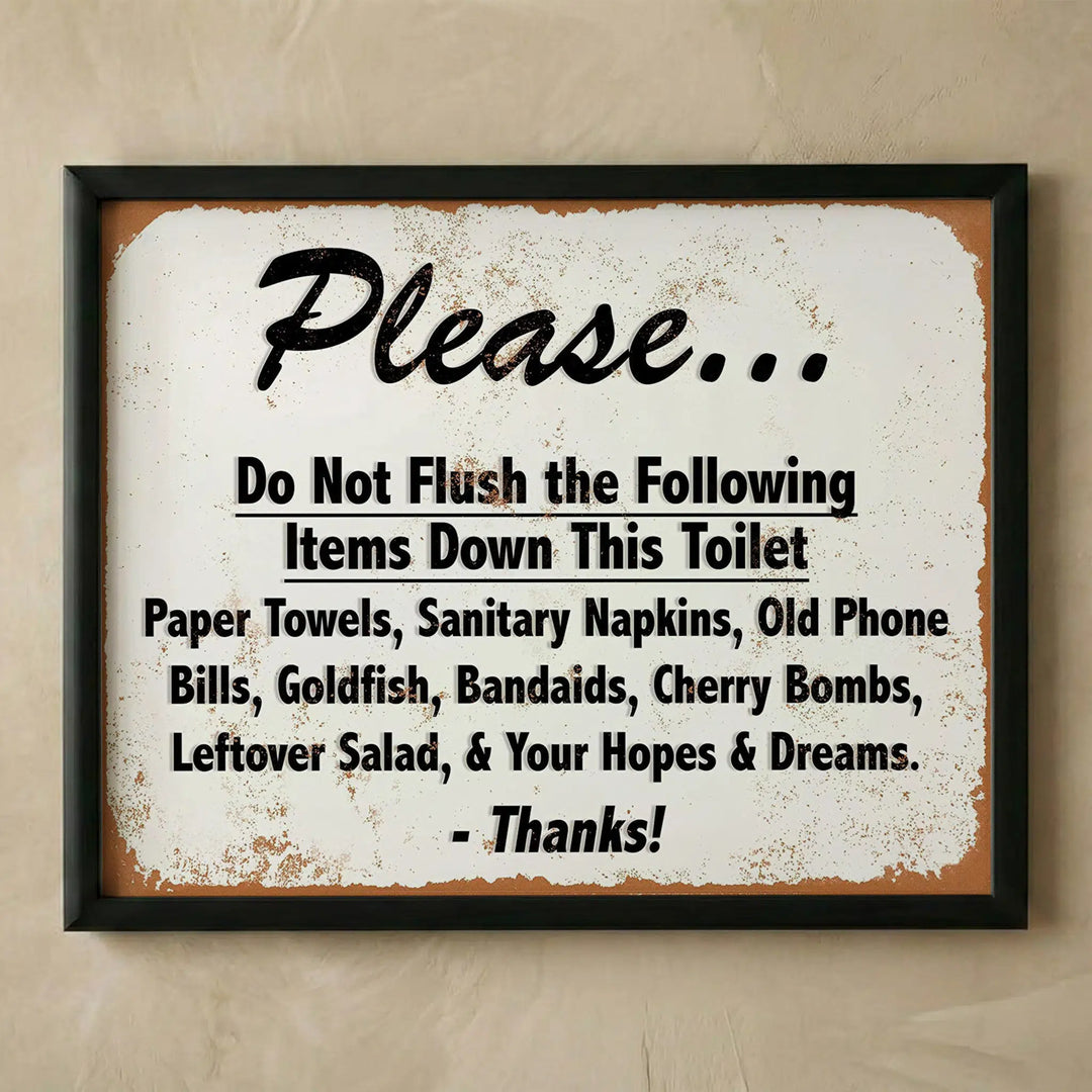 Vintage Do Not Flush Bathroom Wall Art