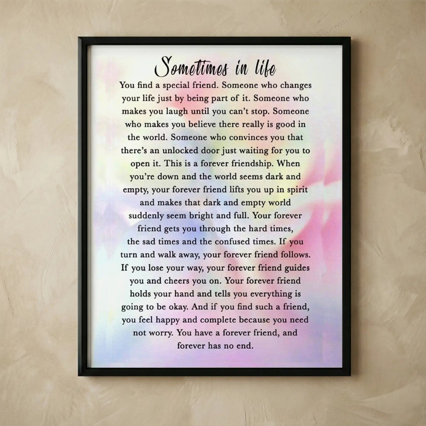 Inspirational friendship quote wall art print
