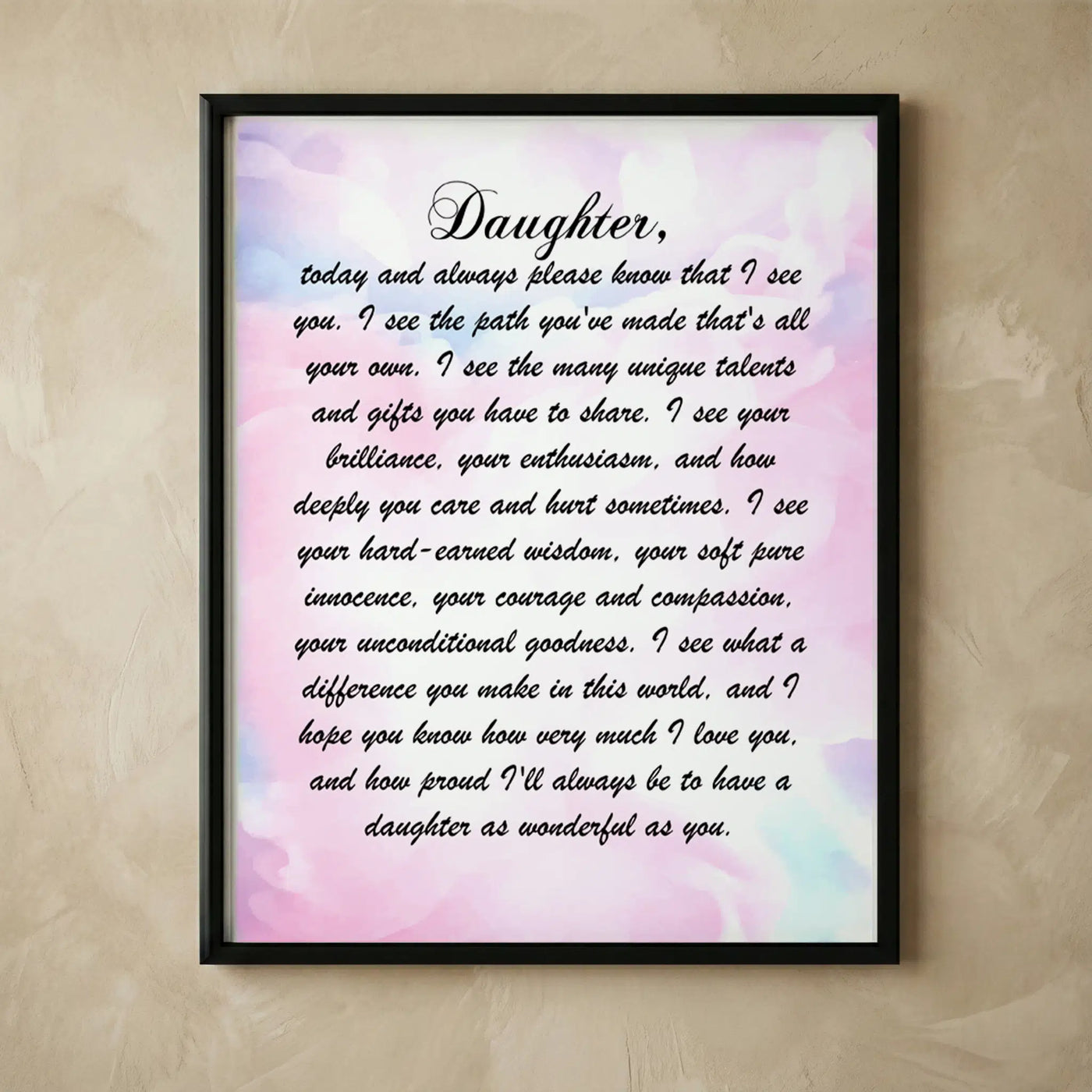 Pastel inspirational daughter family wall art print