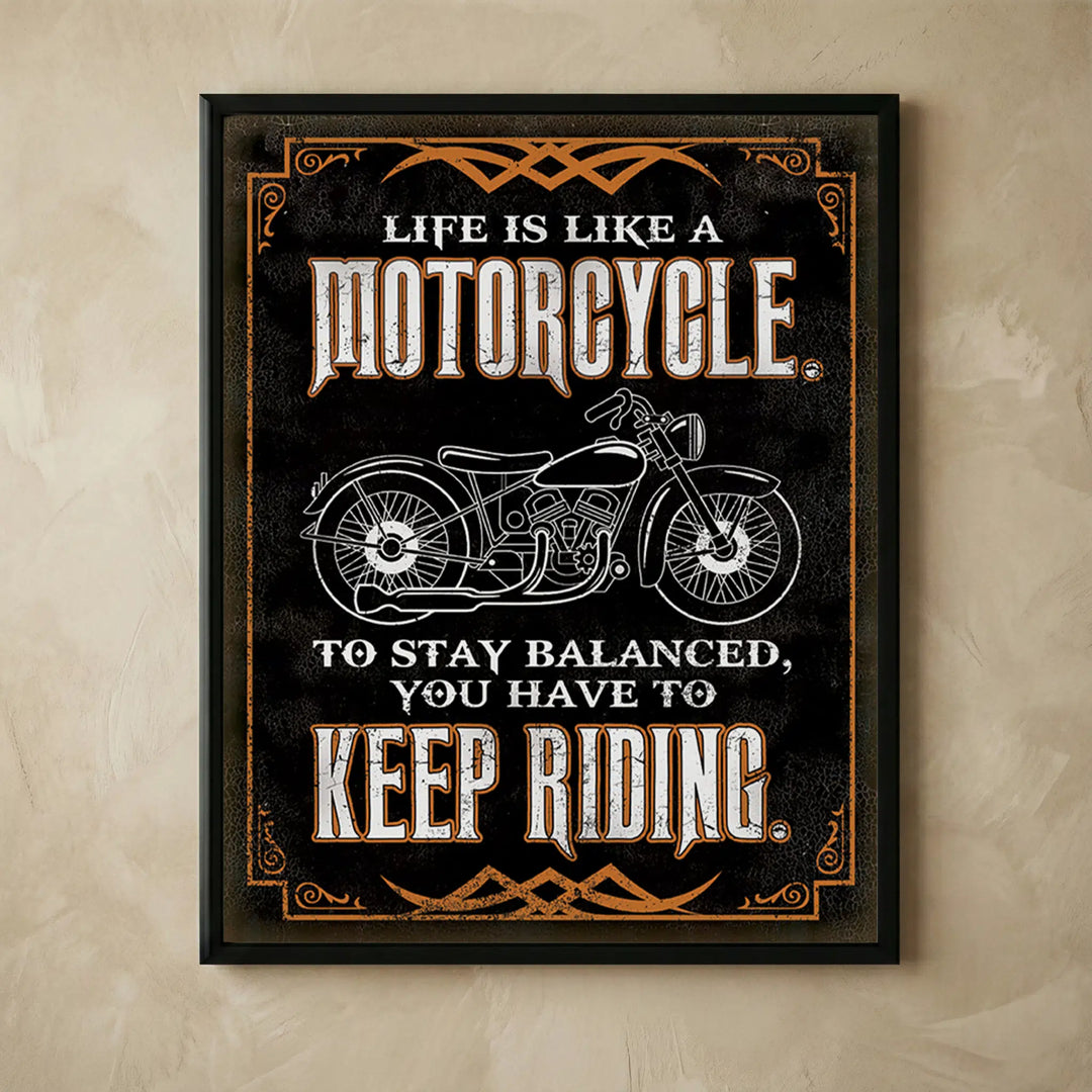 Retro motorcycle life wall art print