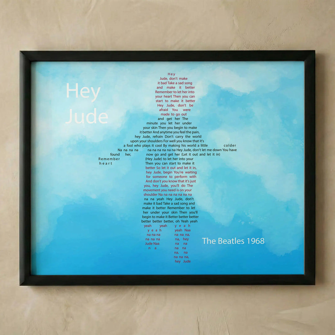 Hey Jude Beatles vintage lyrics wall art