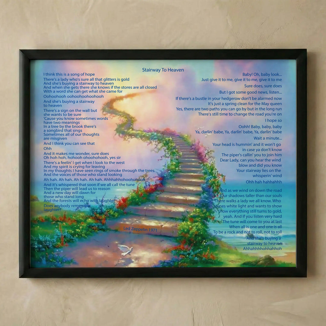Stairway To Heaven vintage rock lyrics print