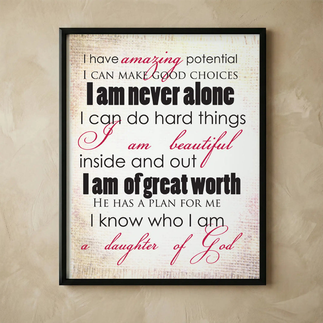 I Am an Amazing Daughter of God wall art