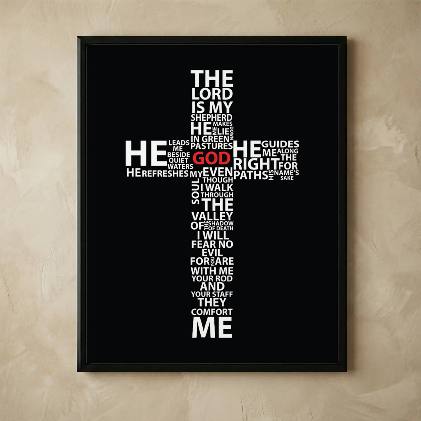 23rd Psalm Christian scripture typography wall art