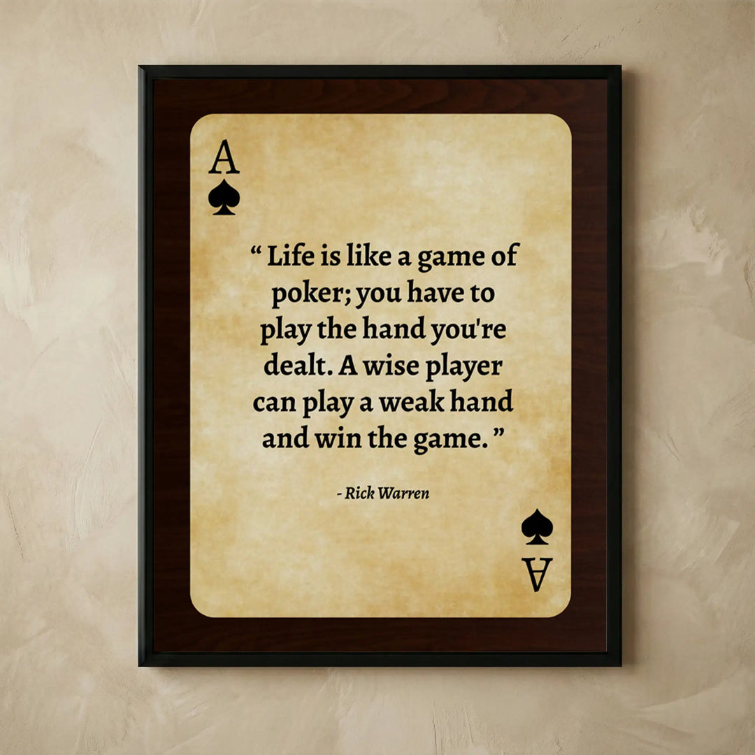 Rick Warren inspirational poker quote wall art