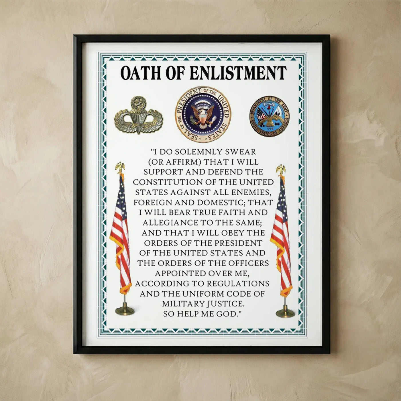 Oath Of Enlistment U.S. military wall art print