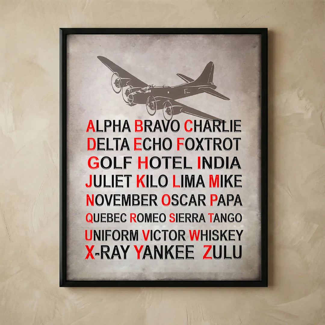 Vintage Alpha Bravo Charlie NATO chart print