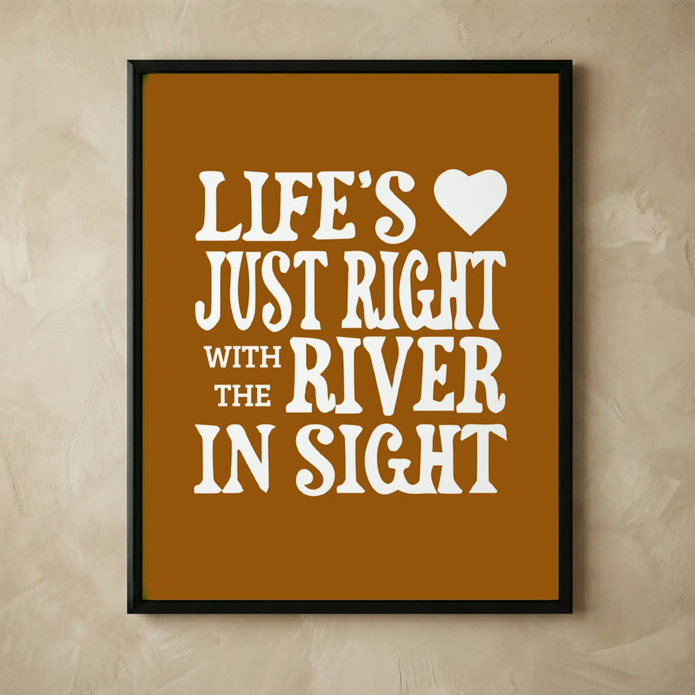 Rustic river typographic wall art print