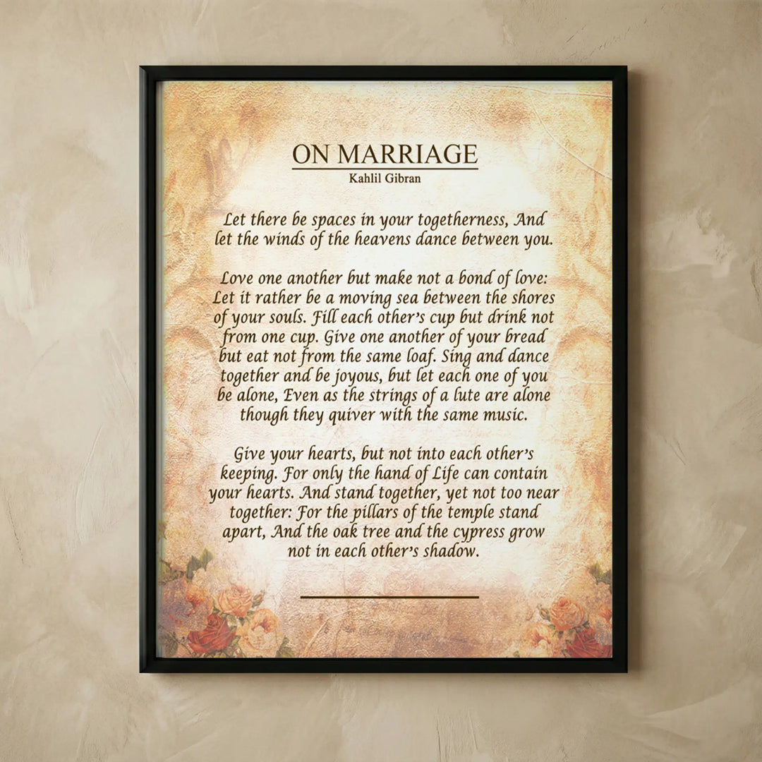 Kahlil Gibran marriage poem calligraphy print