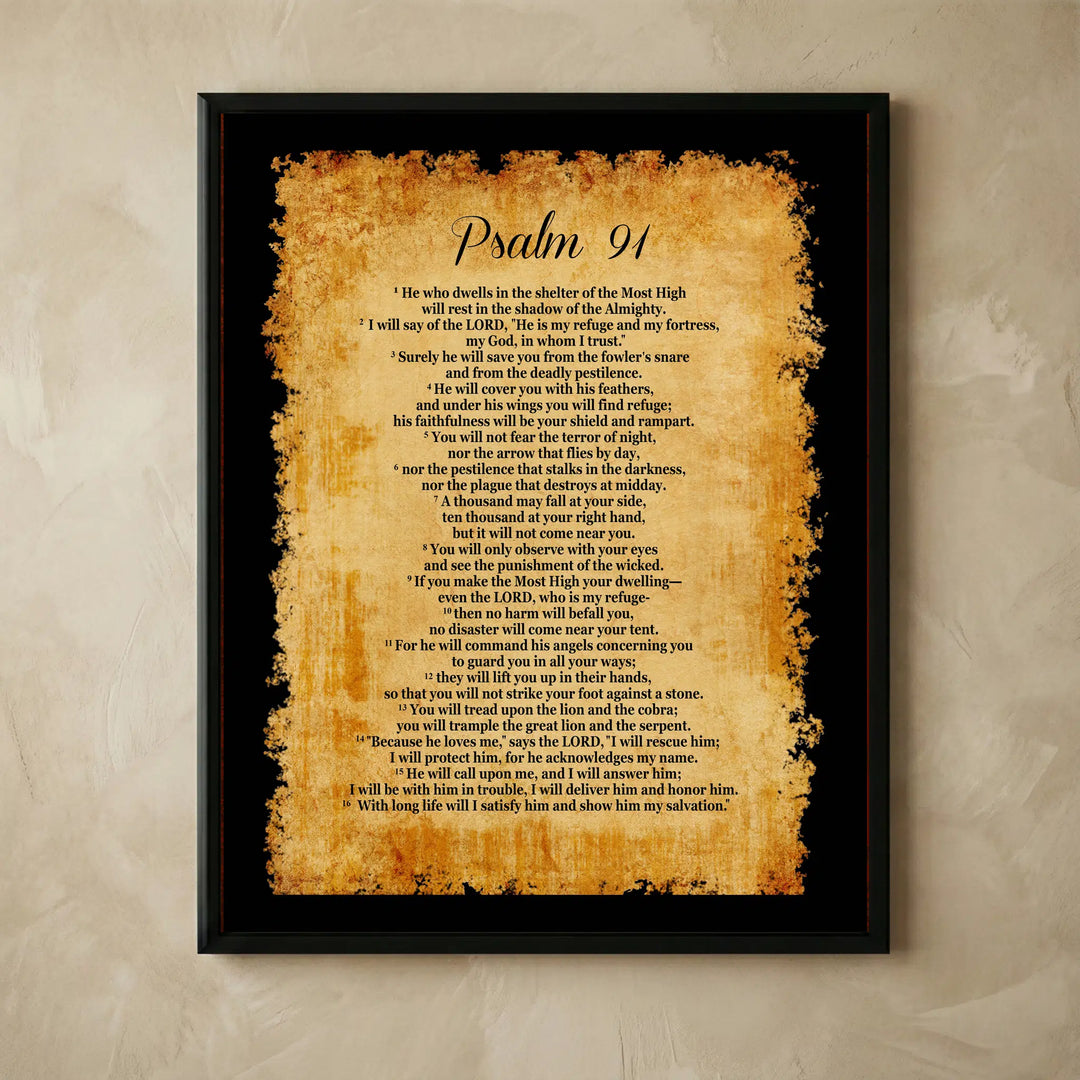 Psalm 91 vintage Christian wall art print