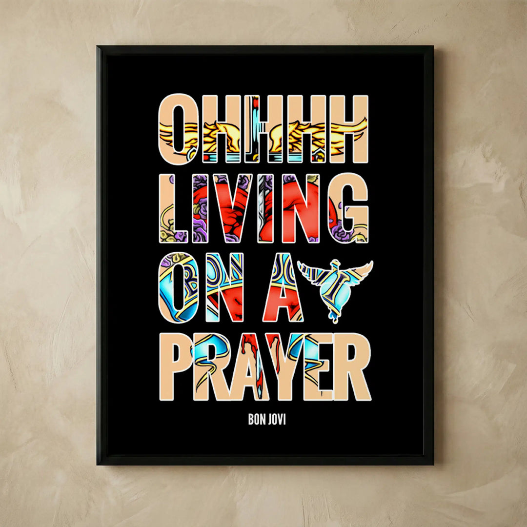 Bon Jovi Living on a Prayer retro wall art