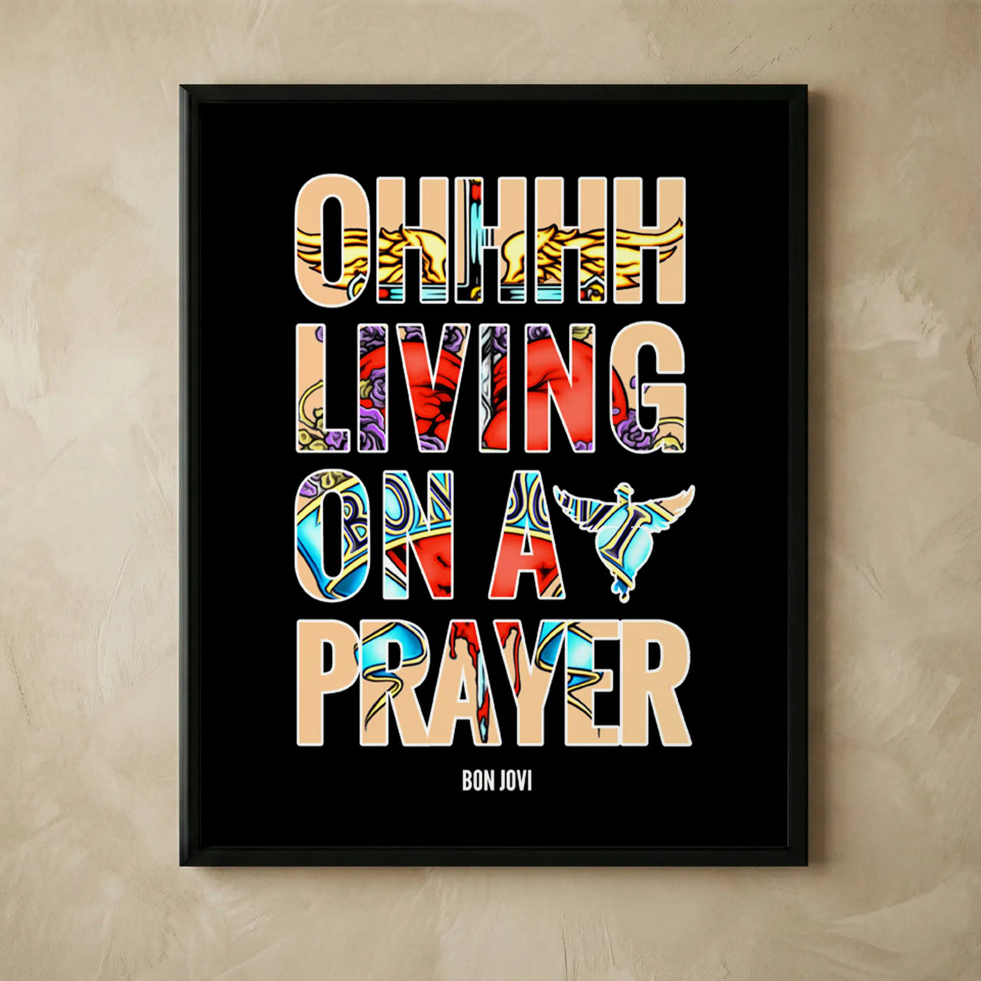 Bon Jovi Living on a Prayer retro wall art