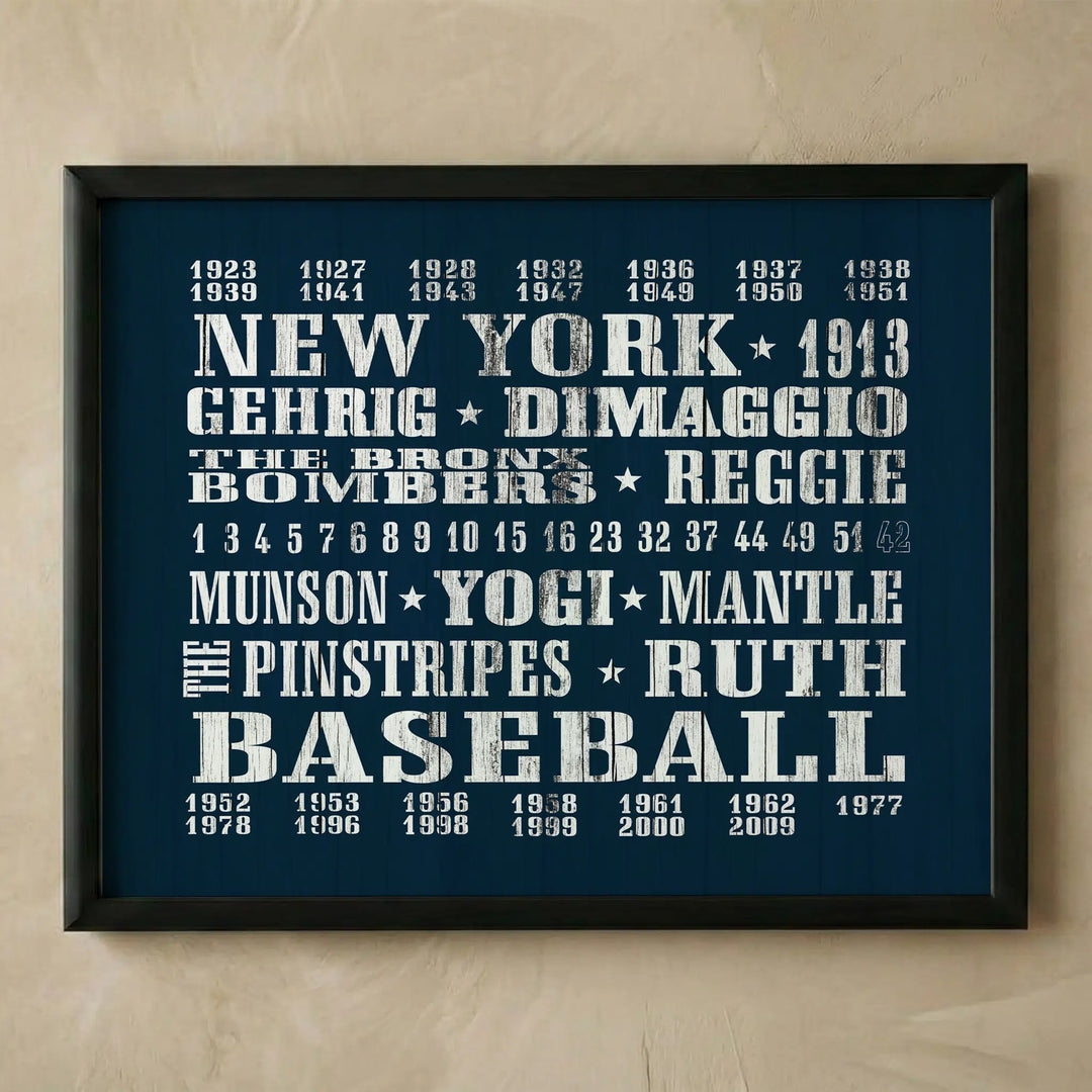 New York Yankees vintage baseball wall art