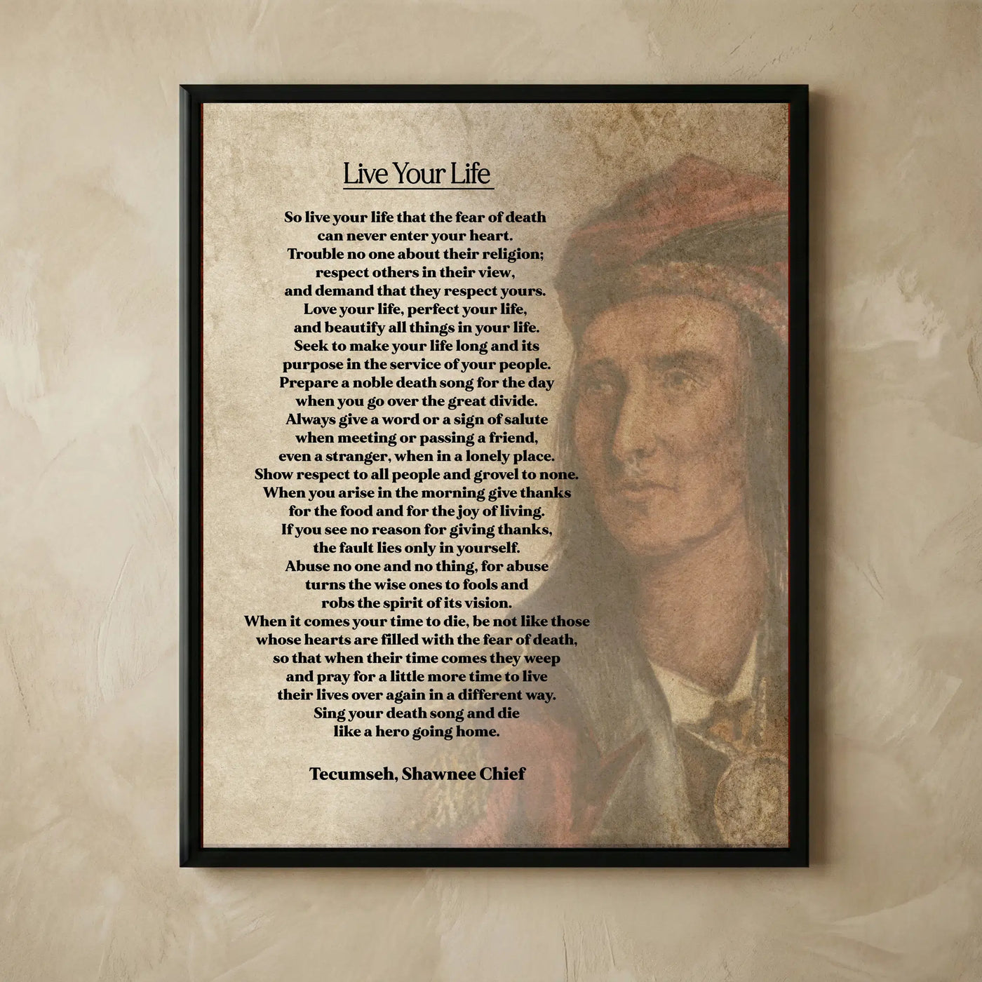 Tecumseh Shawnee Chief Spiritual Poetry Print