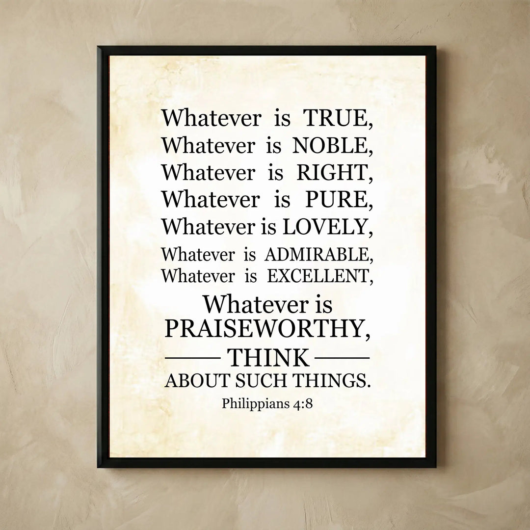 Philippians 4:8 Bible verse wall art print