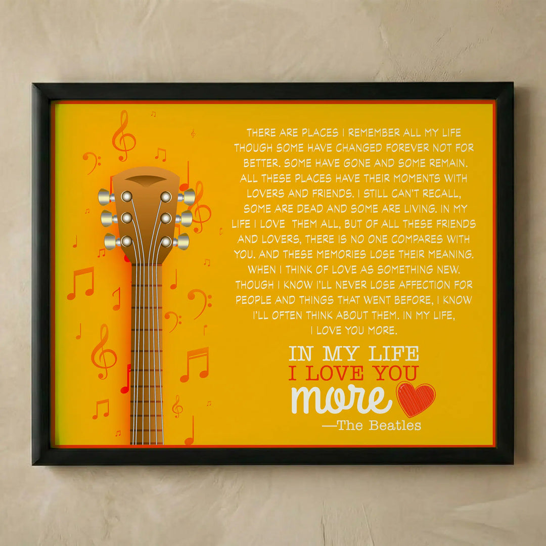 In My Love I Love You More lyric wall art