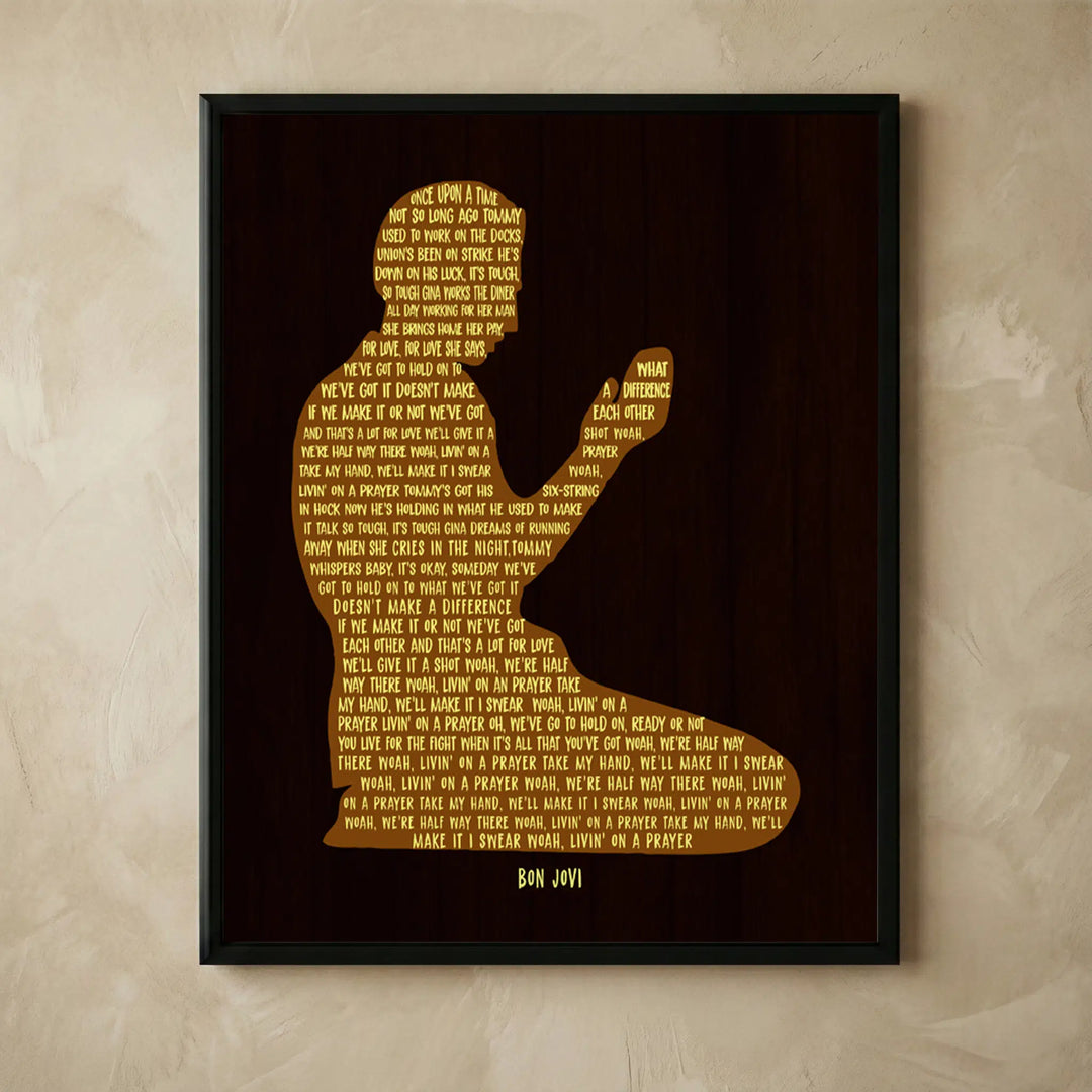 Bon Jovi Livin on a Prayer lyric wall art