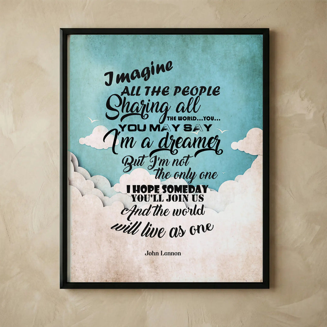 Imagine lyrics wall art 8x10 unframed