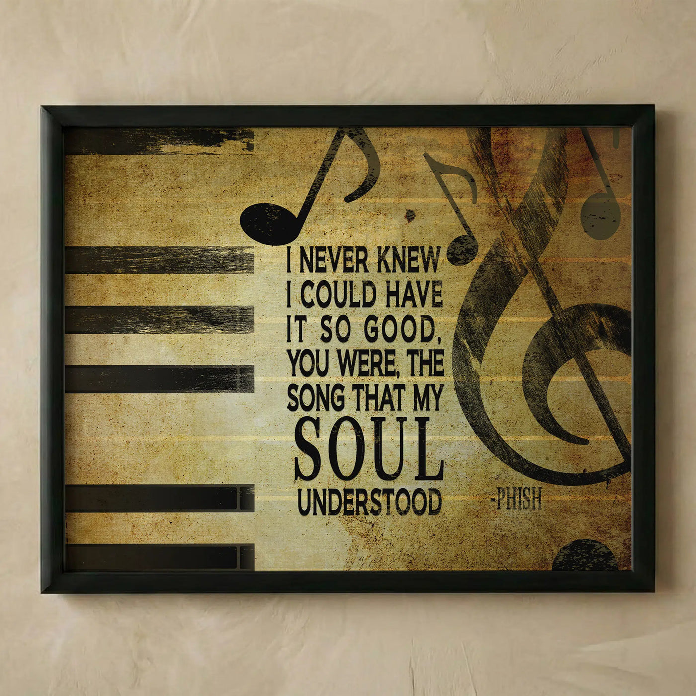 Joy Phish rock typographic distressed wall art