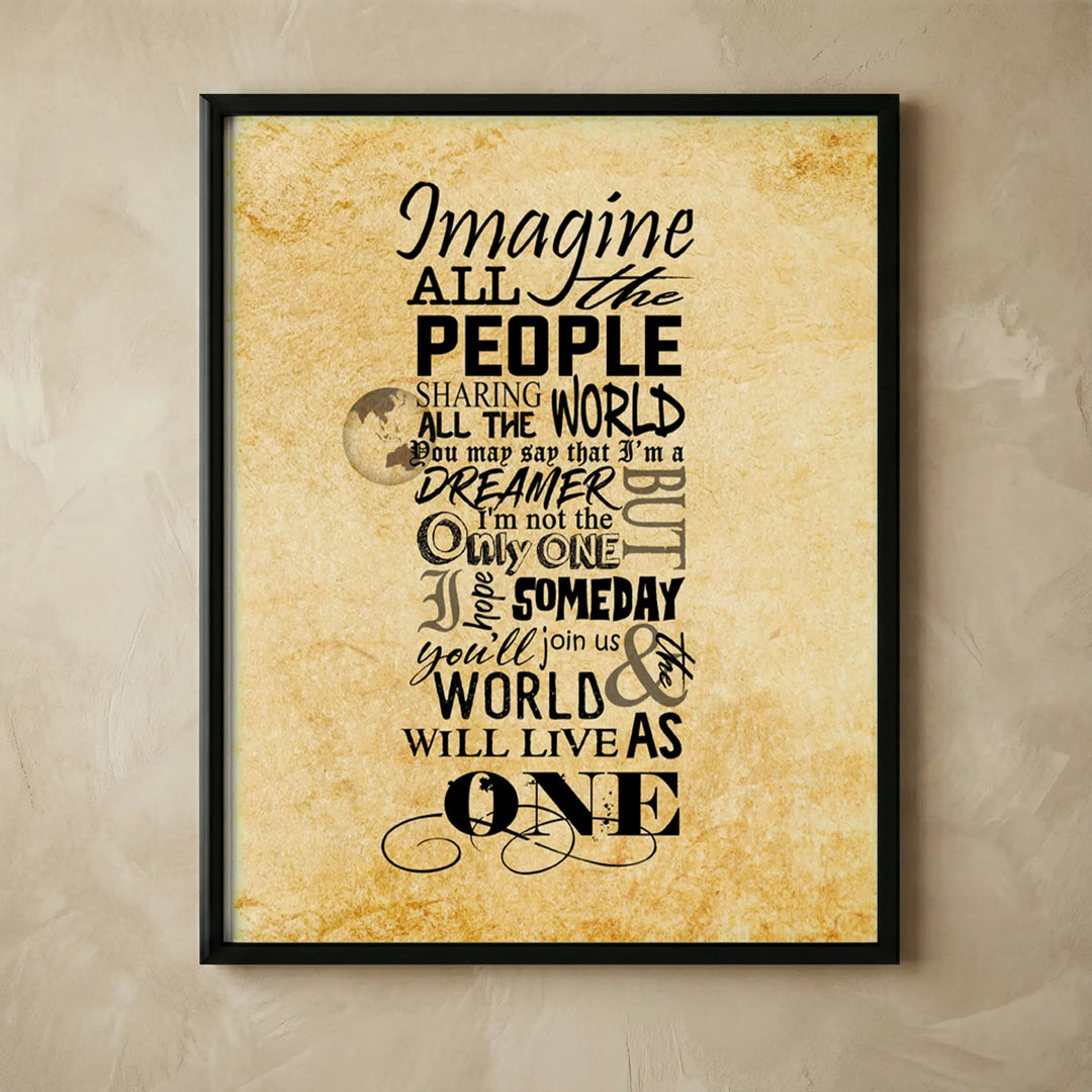 Imagine All the People Beatles lyric print