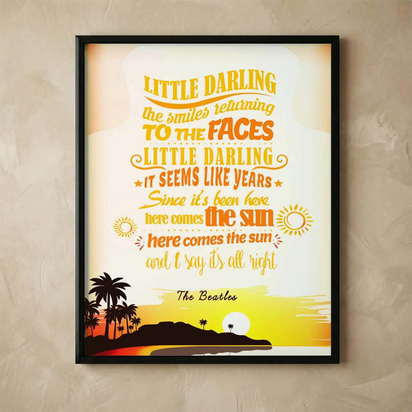 Here Comes the Sun retro sun-themed poster