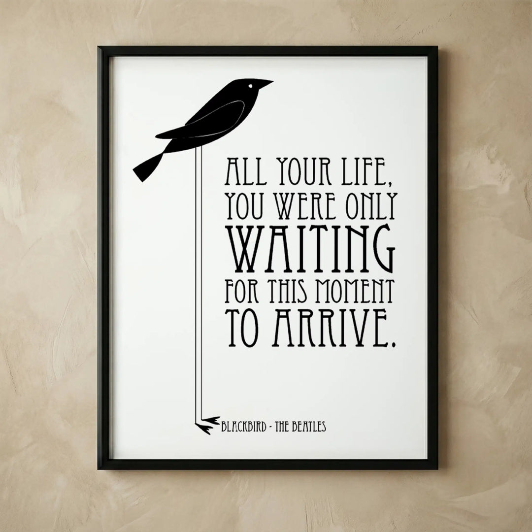 Blackbird song lyric vintage wall art