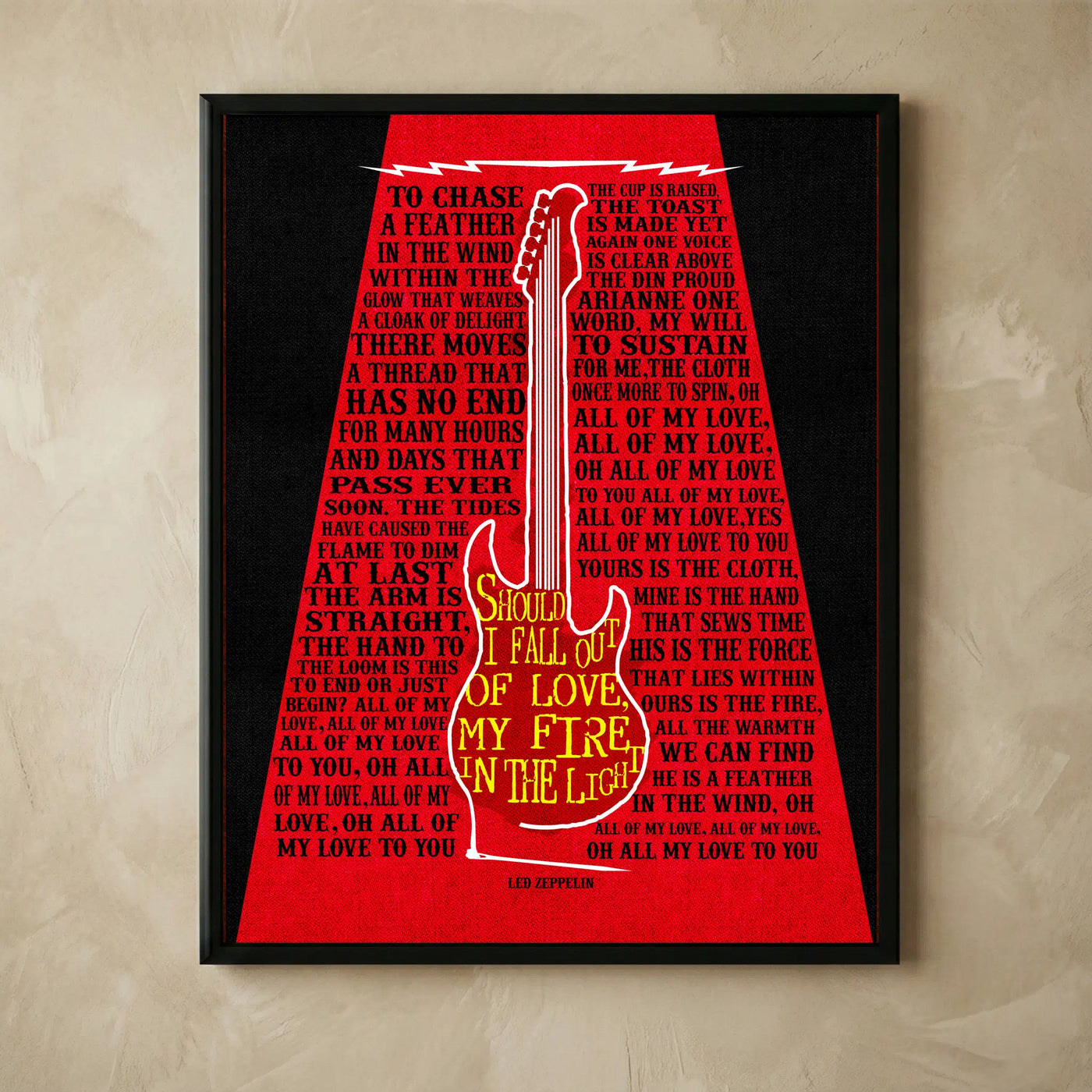 Led Zeppelin All My Love lyric wall art print