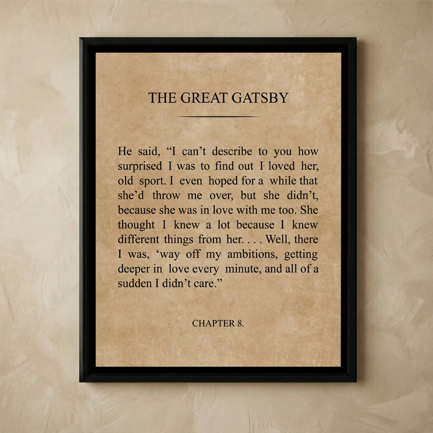 The Great Gatsby vintage love wall art print