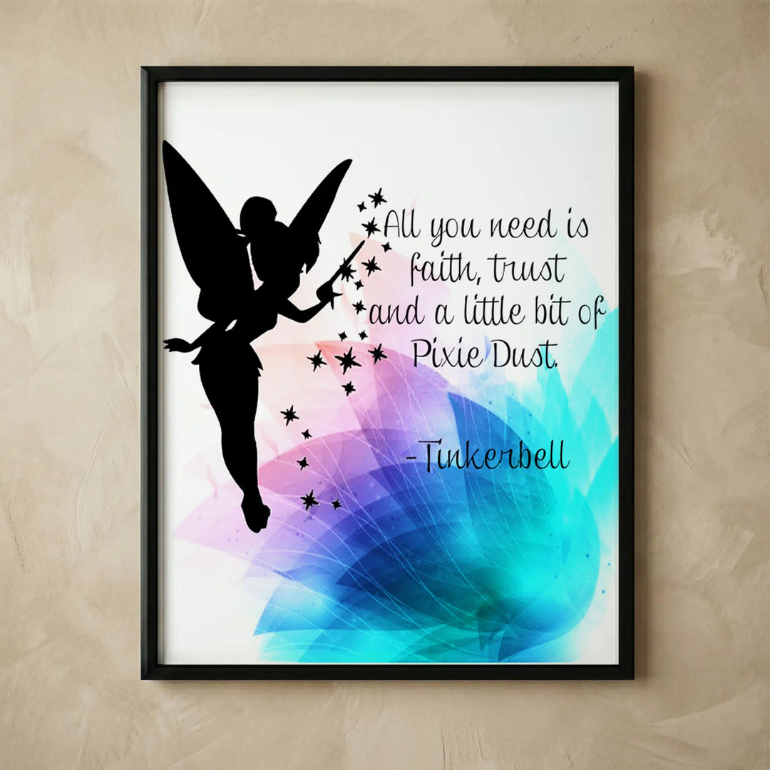 Tinkerbell quote unframed girls room art