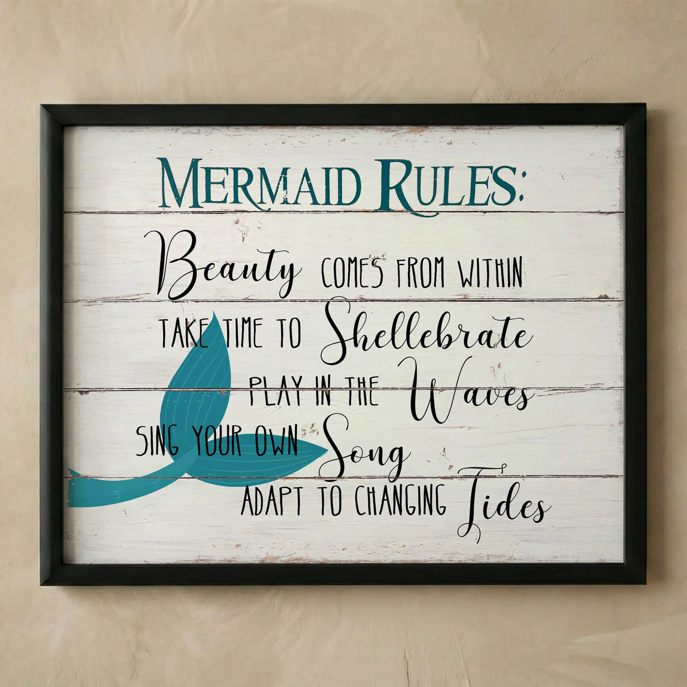 Mermaid Rules inspirational beach wall art print