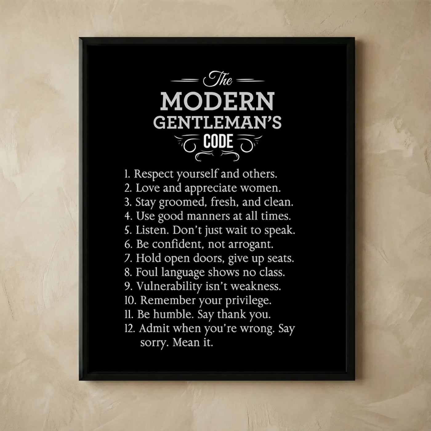 Vintage modern gentleman motivational wall art