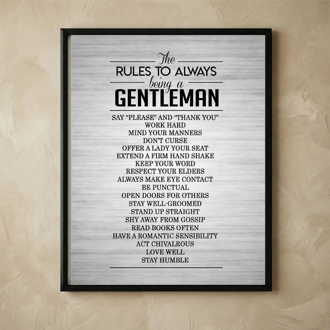 Motivational Rules To Being A Gentleman Wall Art