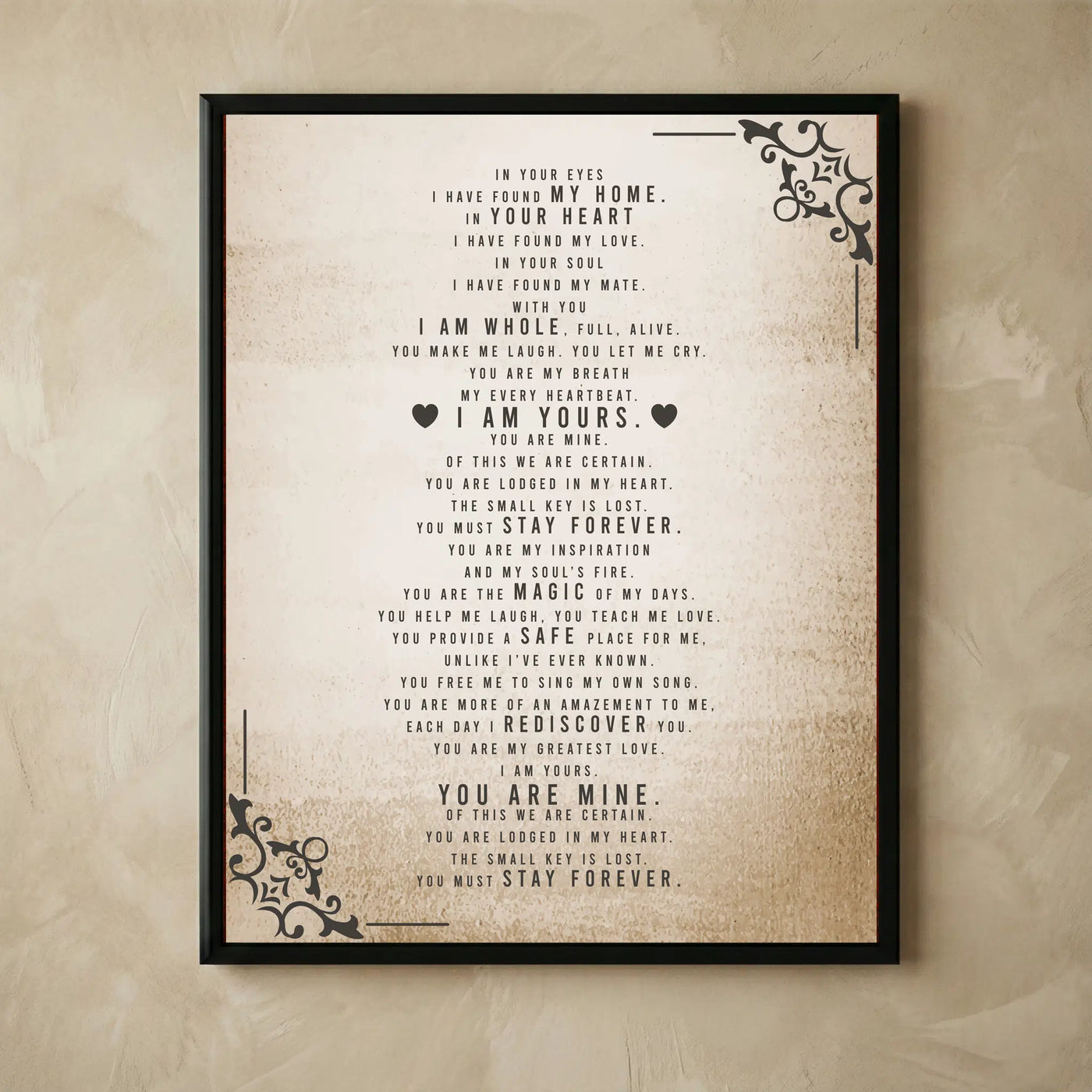Romantic love poem wall art print 11x14